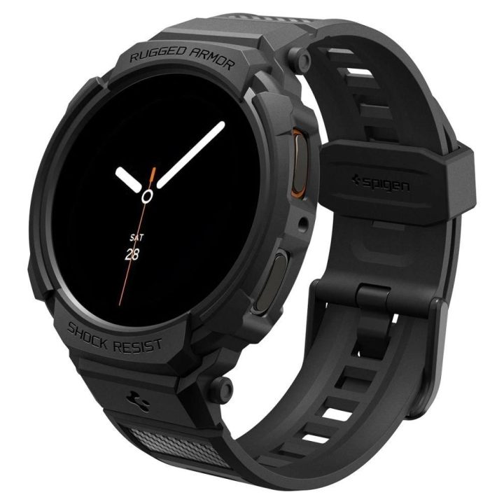 Dirželis laikrodžiui juodas silikoninis atsparus smūgiams Samsung Galaxy Watch 8 Spigen