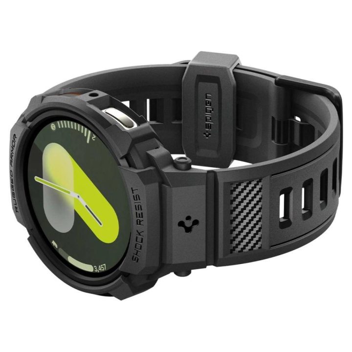 Dirželis laikrodžiui juodas silikoninis atsparus smūgiams Samsung Galaxy Watch 8 Spigen