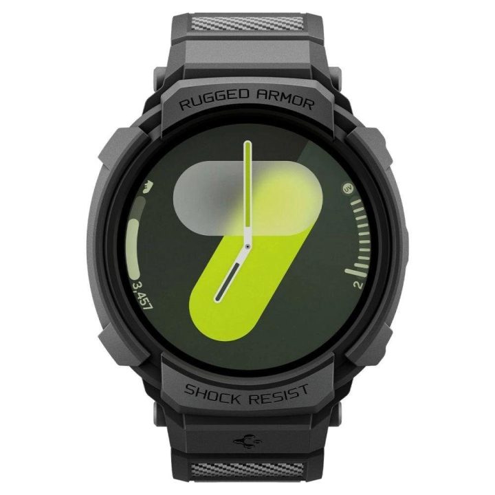 Dirželis laikrodžiui juodas silikoninis atsparus smūgiams Samsung Galaxy Watch 8 Spigen