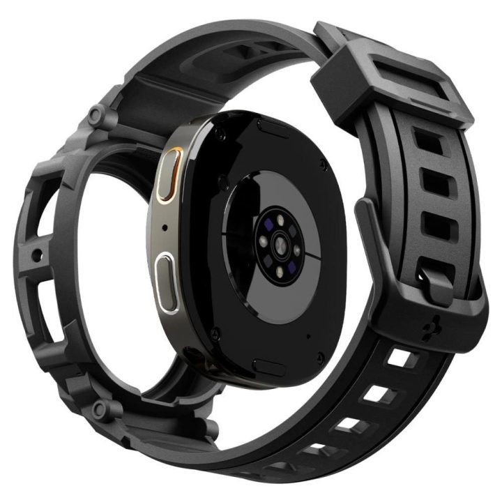 Dirželis laikrodžiui juodas silikoninis atsparus smūgiams Samsung Galaxy Watch 8 Spigen