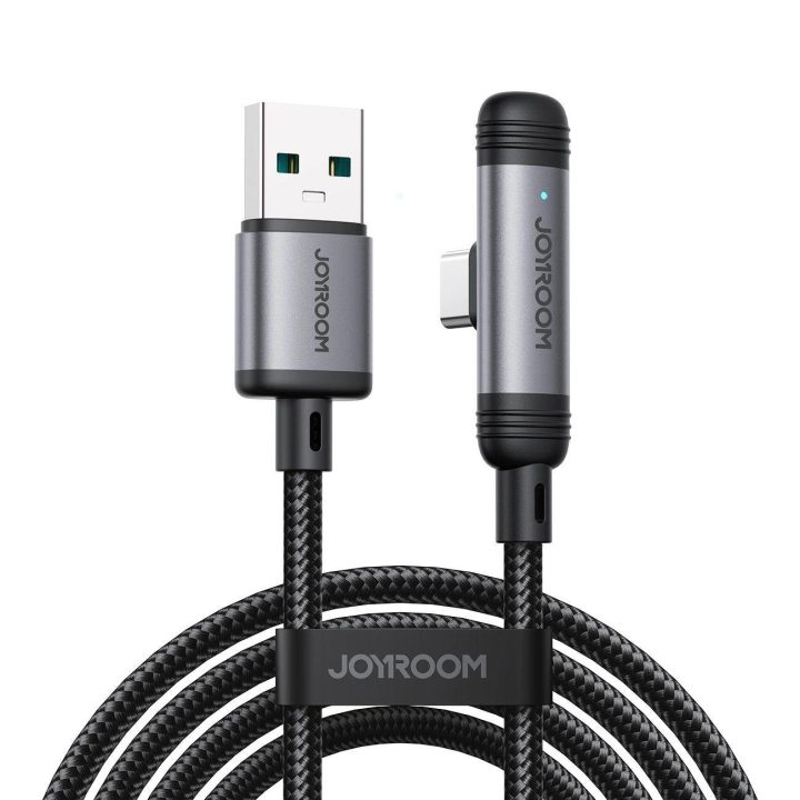 Įkrovimo laidas USB-C juodas 90° kampu 1.2 m