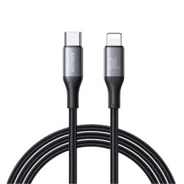 Įkrovimo laidas USB-C – Lightning juodas nailoninis 30W 1m