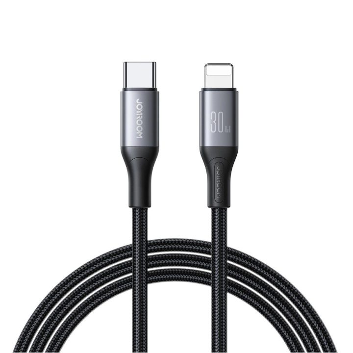 Įkrovimo laidas USB-C – Lightning juodas nailoninis 30W 1m