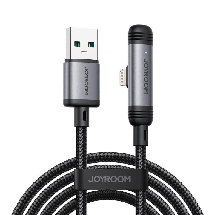 Įkrovimo laidas juodas pintas su Lightning jungtimi 1.2 m