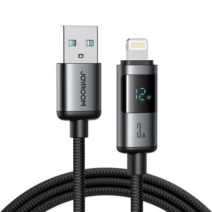 Įkrovimo laidas juodas su ekranu 1,2 m USB–Lightning
