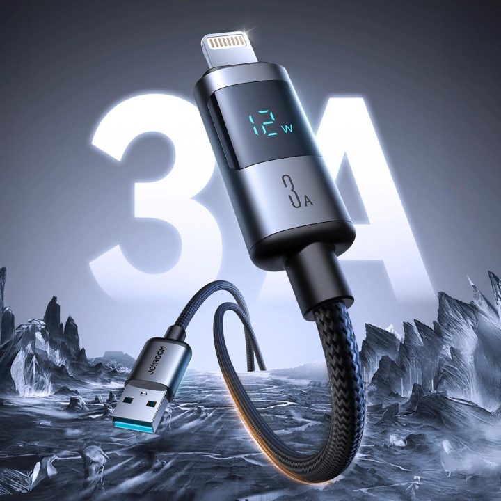 Įkrovimo laidas juodas su ekranu 1,2 m USB–Lightning