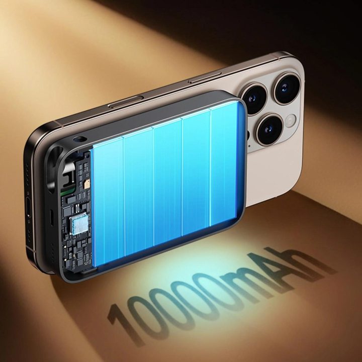 Išmanioji baterija juoda 10000mAh su MagSafe ir laidu