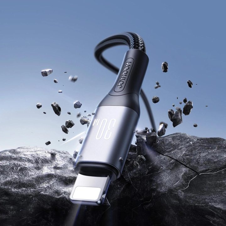 Įkrovimo laidas juodas USB-C – Lightning 30W 2m