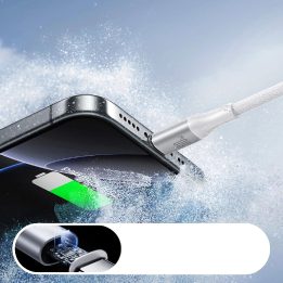 USB-C laidas baltas pintas 60W įkrovimui 2m