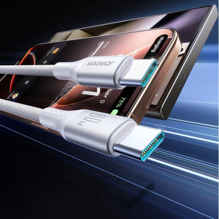 USB-C laidas baltas pintas 60W įkrovimui 2m