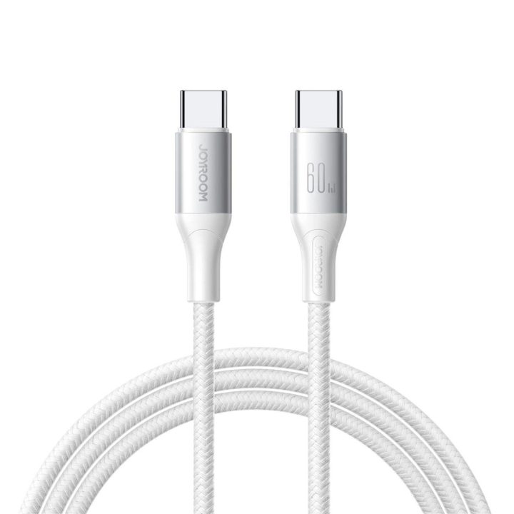 USB-C laidas baltas pintas 60W įkrovimui 2m