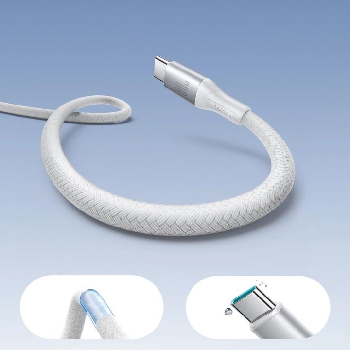 USB-C laidas baltas pintas 60W įkrovimui 2m