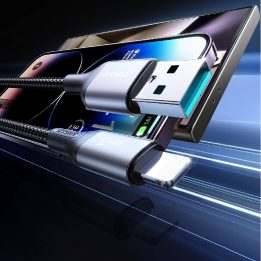 Įkrovimo laidas juodas pintas USB–Lightning 1 m