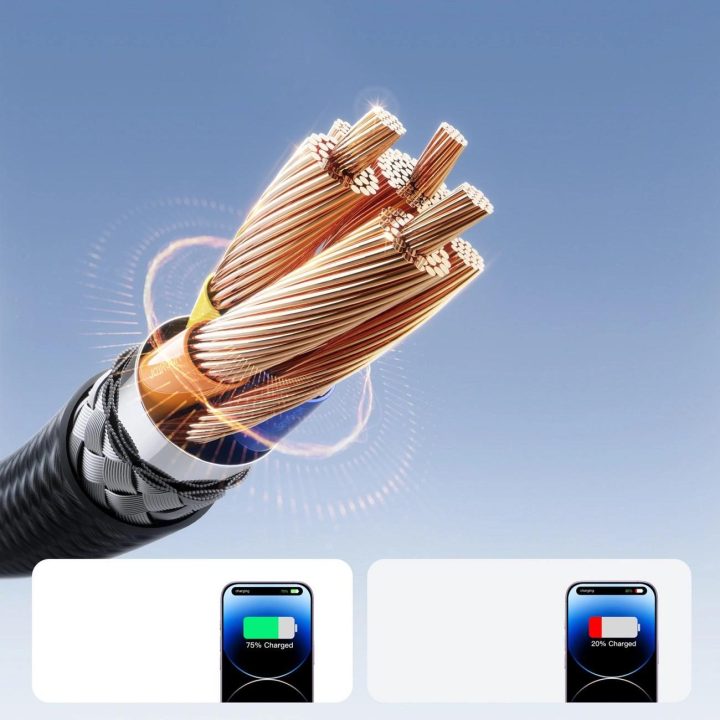 Įkrovimo laidas juodas pintas USB–Lightning 1 m