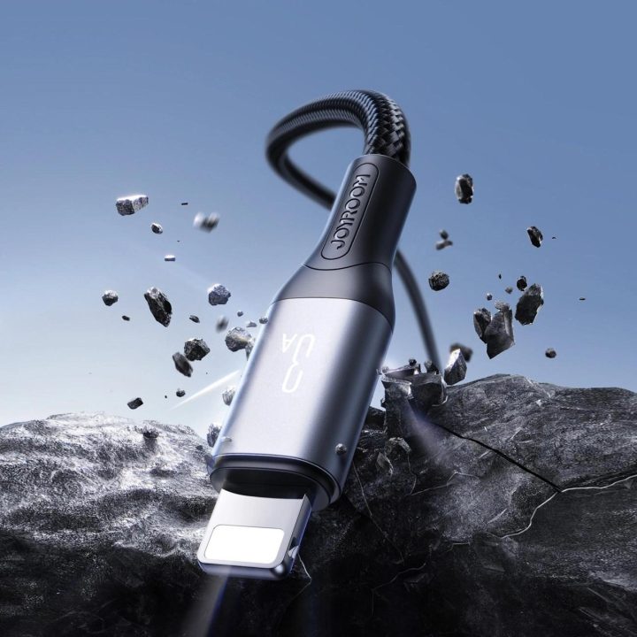 Įkrovimo laidas juodas pintas USB–Lightning 1 m