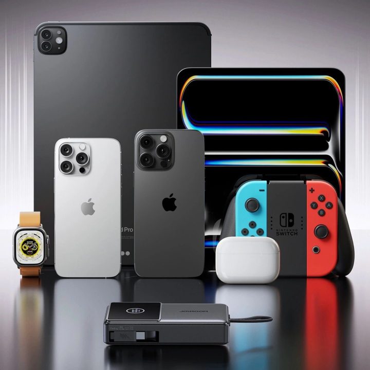 Išorinė baterija juoda su USB-C laidu ir ekranu 10000mAh