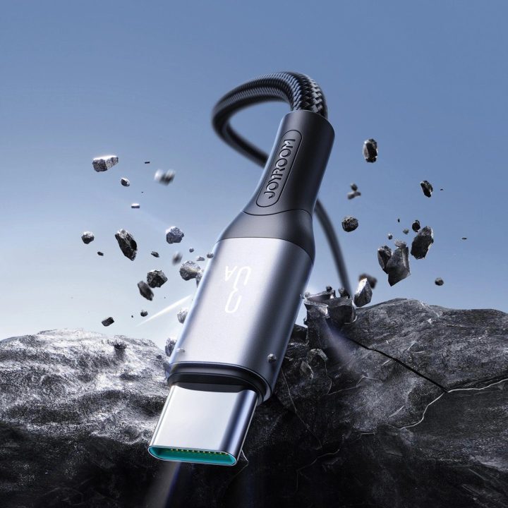 Įkrovimo laidas juodas nailoninis USB-C 3A 2m