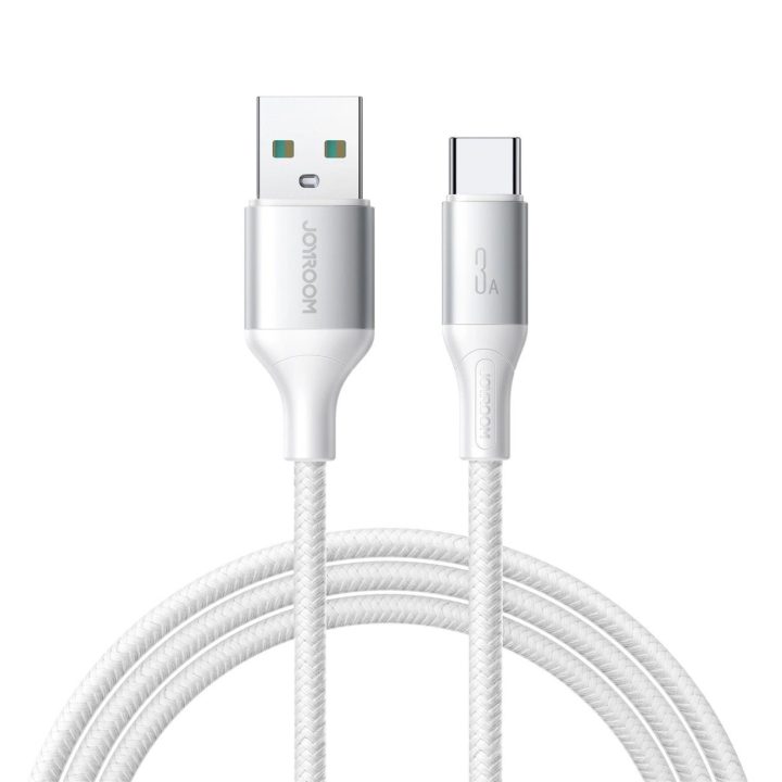 Įkrovimo laidas baltas USB-C 3A 2m pintas