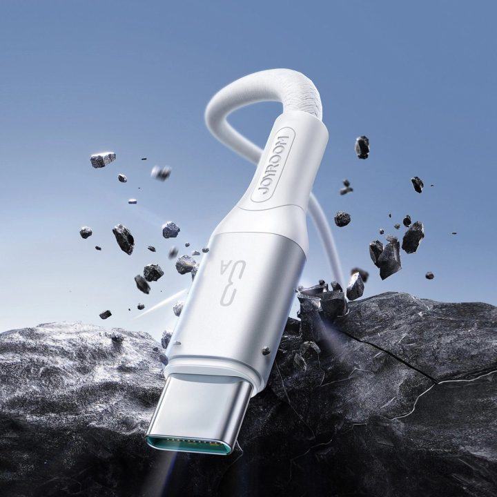 Įkrovimo laidas baltas USB-C 3A 2m pintas