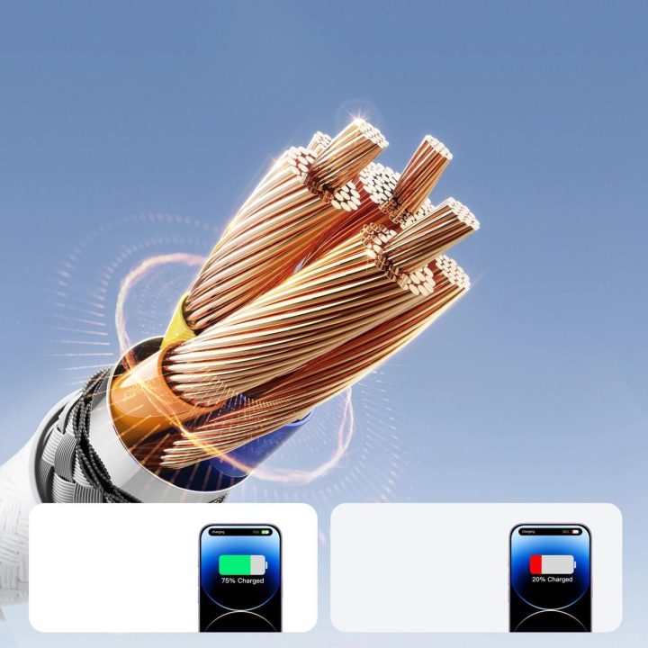 Įkrovimo laidas baltas pintas 3A USB–Lightning 1 m