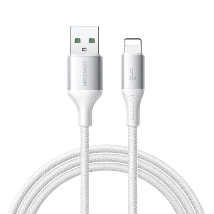 Įkrovimo laidas baltas pintas 3A USB–Lightning 1 m