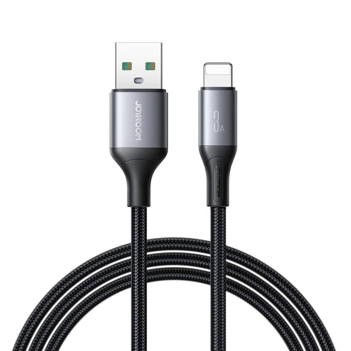 Įkrovimo laidas juodas 2 m USB–Lightning 3A pynimo
