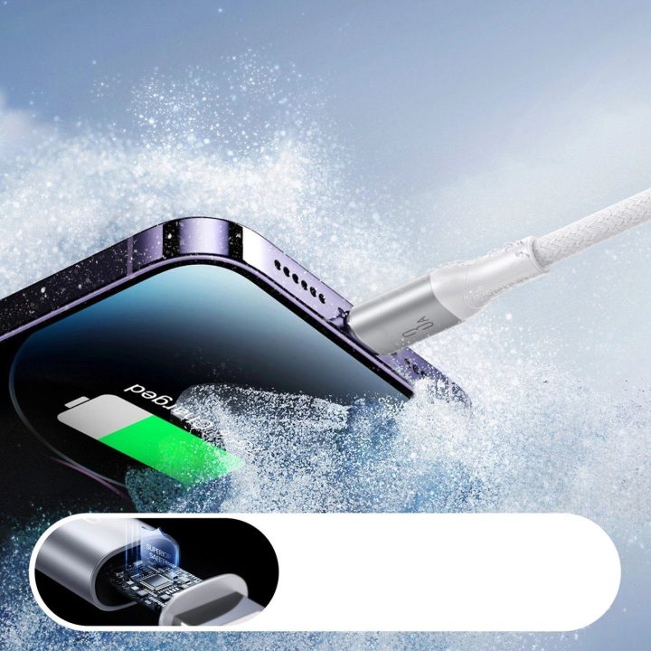 Įkrovimo laidas baltas pintas 2 m USB–Lightning 3A