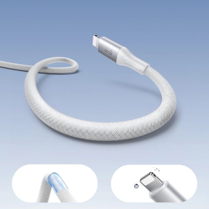 Įkrovimo laidas baltas pintas 2 m USB–Lightning 3A