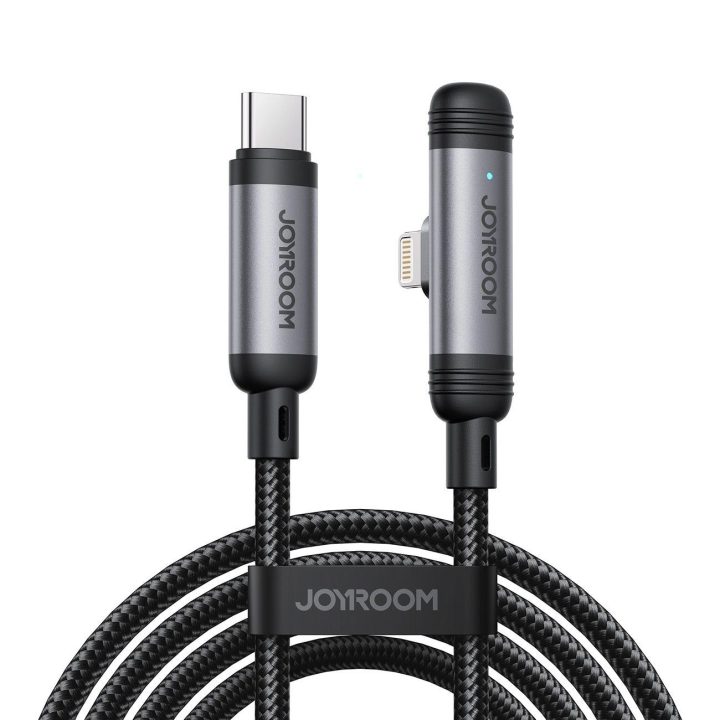 Įkrovimo laidas USB-C – Lightning juodas 90° kampu 30W 1.2 m