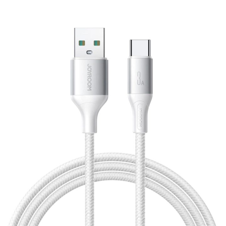 Įkrovimo laidas baltas pintas USB-C 3A 1m