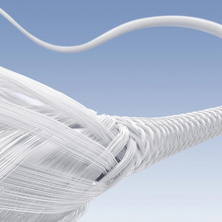 Įkrovimo laidas baltas pintas USB-C 3A 1m