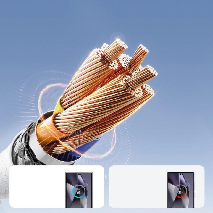 Įkrovimo laidas baltas pintas USB-C 3A 1m