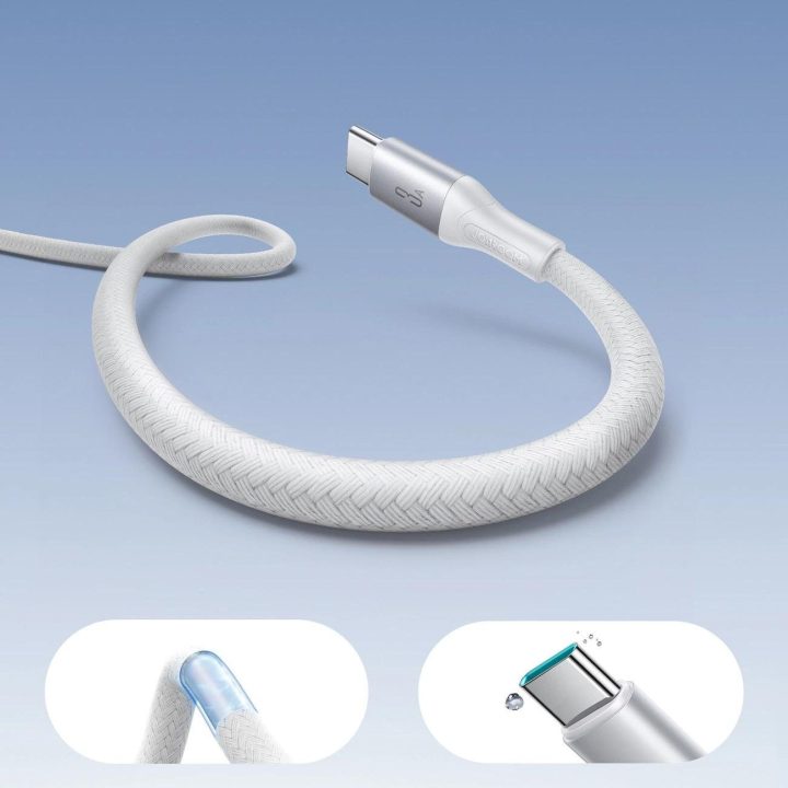 Įkrovimo laidas baltas pintas USB-C 3A 1m