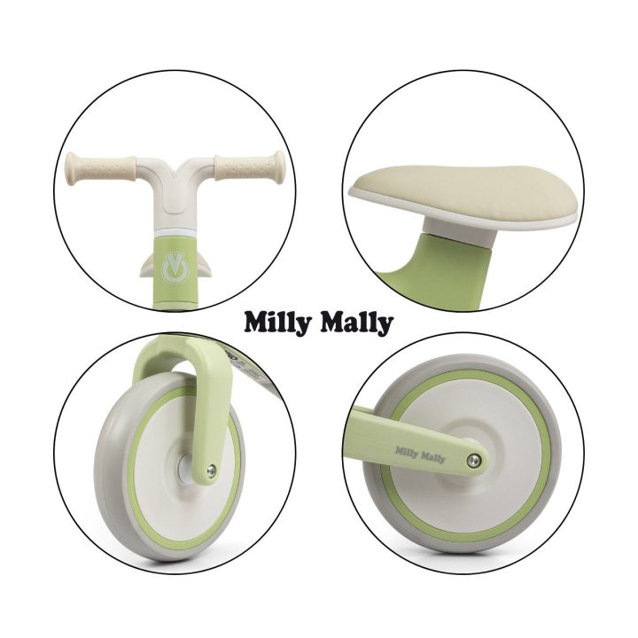 Balansinis dviratukas šviesiai žalias plastikinis vaikams Milly Mally