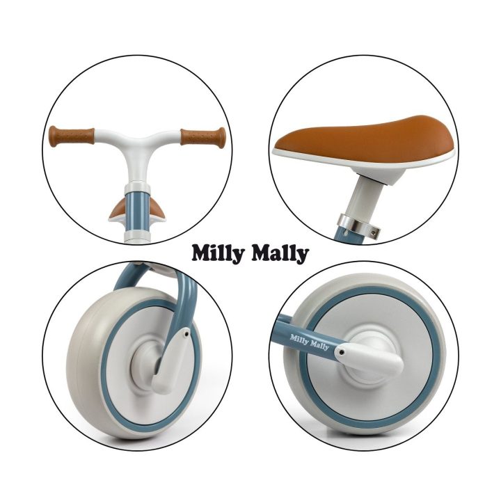 Balansinis dviratukas vaikams mėlynas su patogia sėdyne Milly Mally
