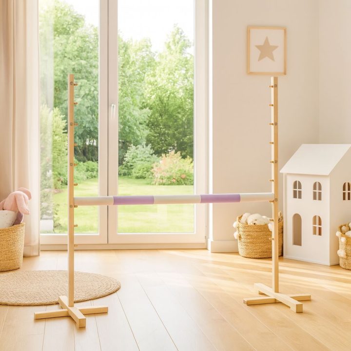 Šuolių kliūtis vaikiška su violetine kartimi 120 cm