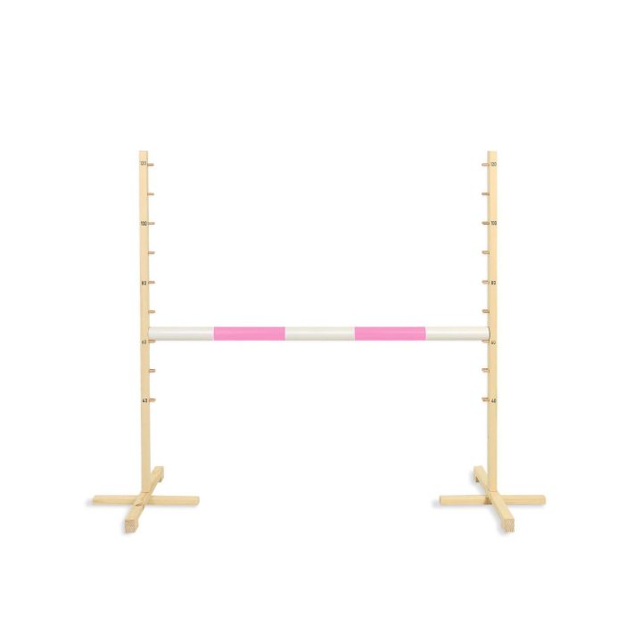 Šuolių kliūtis vaikiška šviesiai rožinė medinė 120 cm