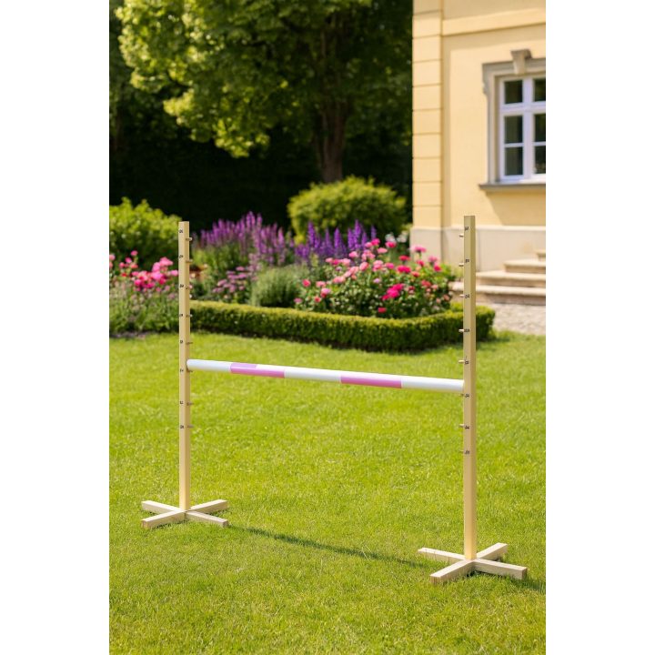 Šuolių kliūtis vaikiška šviesiai rožinė medinė 120 cm