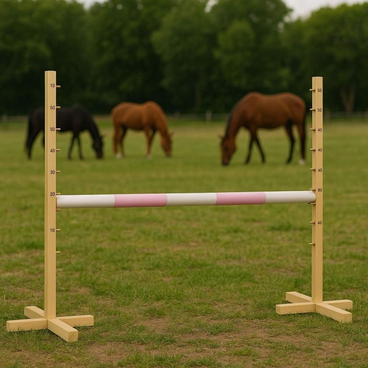 Šuolių kliūtis vaikiška šviesiai rožinė medinė 120 cm