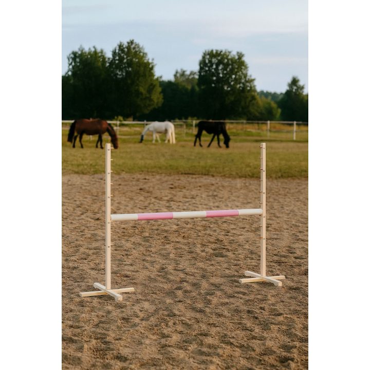 Šuolių kliūtis vaikiška šviesiai rožinė medinė 120 cm