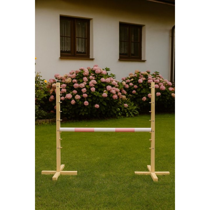 Šuolių kliūtis vaikiška šviesiai rožinė medinė 120 cm