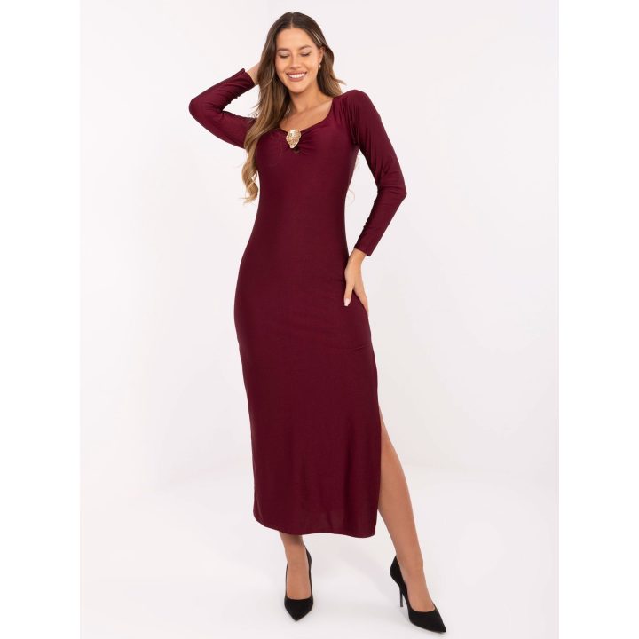 Suknelė moteriška bordo ilga elegantiška