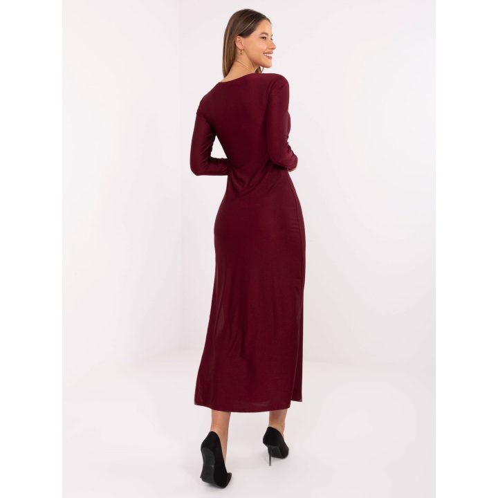Suknelė moteriška bordo ilga elegantiška