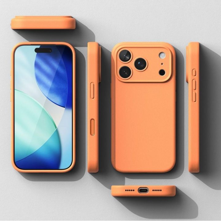 Telefono dėklas oranžinis silikoninis MagSafe iPhone 17 Pro Max Ringke