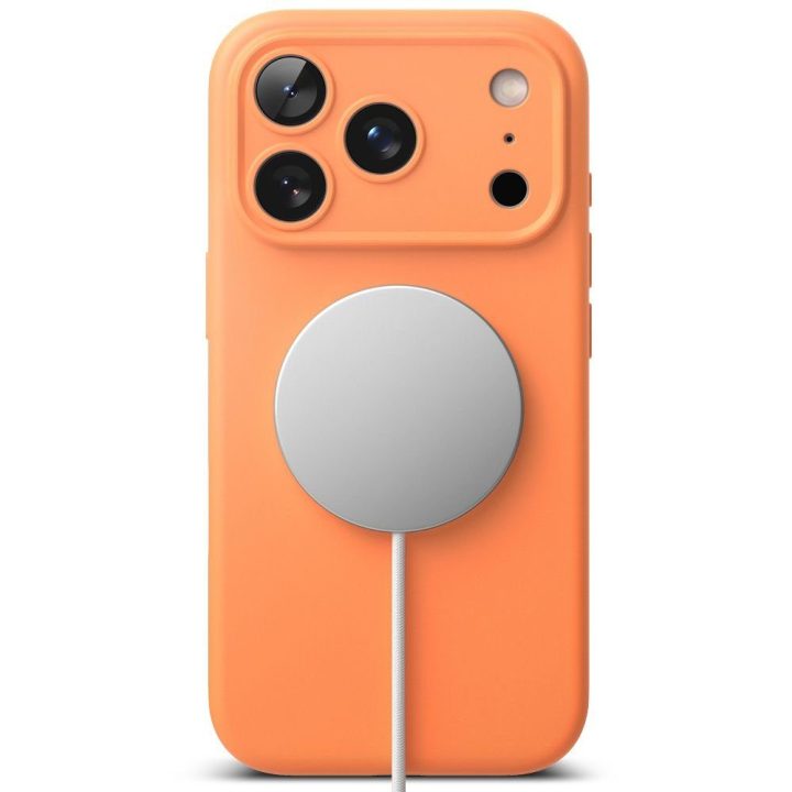 Telefono dėklas oranžinis silikoninis MagSafe iPhone 17 Pro Max Ringke