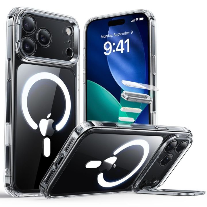Telefono dėklas skaidrus su atrama MagSafe iPhone 17 Pro ESR