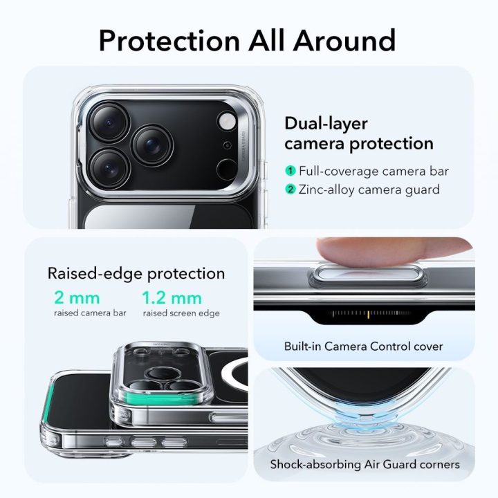 Telefono dėklas skaidrus su atrama MagSafe iPhone 17 Pro ESR
