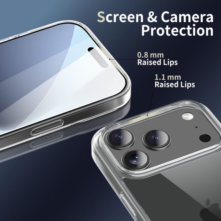 Telefono dėklas skaidrus hibridinis iPhone 17 Pro Max