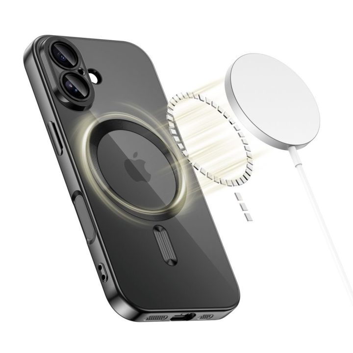 Telefono dėklas skaidrus juodas MagSafe iPhone 17