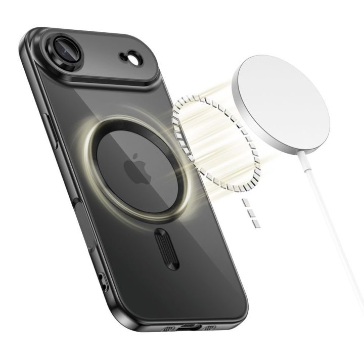 Telefono dėklas skaidrus juodas MagSafe iPhone 17